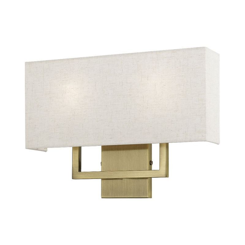 Pierson Antique Brass 2-Light Dimmable Wall Sconce with Oatmeal Shade