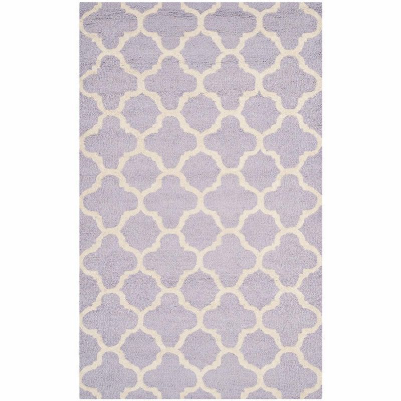 Hand-Tufted Elegance Wool Area Rug in Lavender & Ivory, 3' x 5'