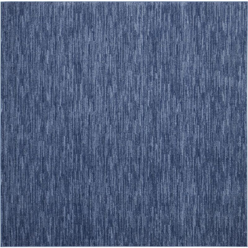 Navy Blue 9' Square Durable Synthetic Outdoor Rug
