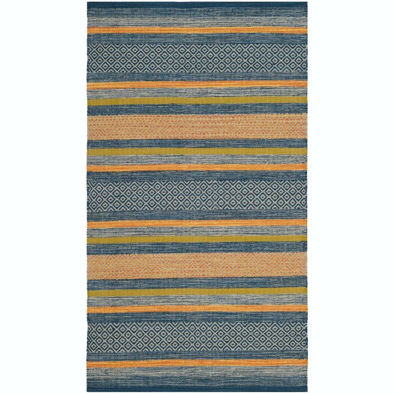 Coastal Breeze Hand-Woven Blue Cotton Square Accent Rug