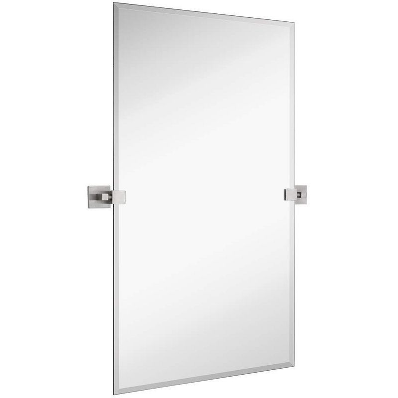 Large Frameless Rectangular Bathroom Mirror with Chrome Brackets