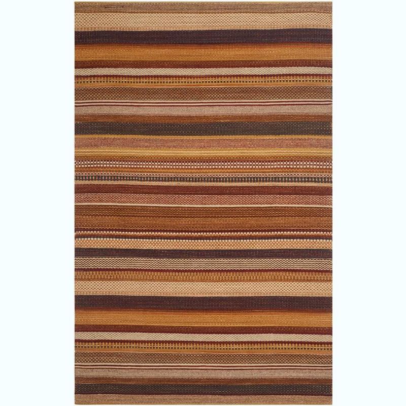 Rust Striped Handwoven Wool 4' x 6' Area Rug