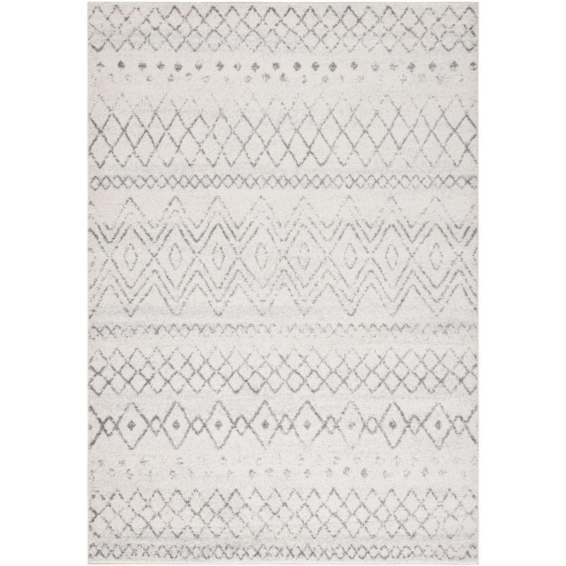 Ivory and Charcoal Hand-Knotted Synthetic Easy-Care Area Rug