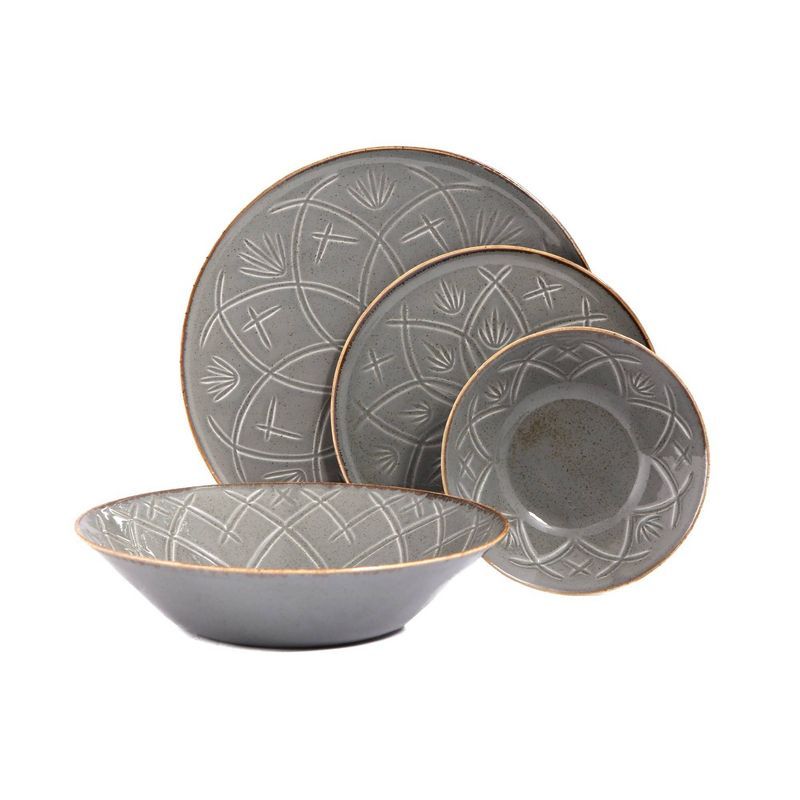 Christina Dark Grey Porcelain 4-Piece Dinnerware Set