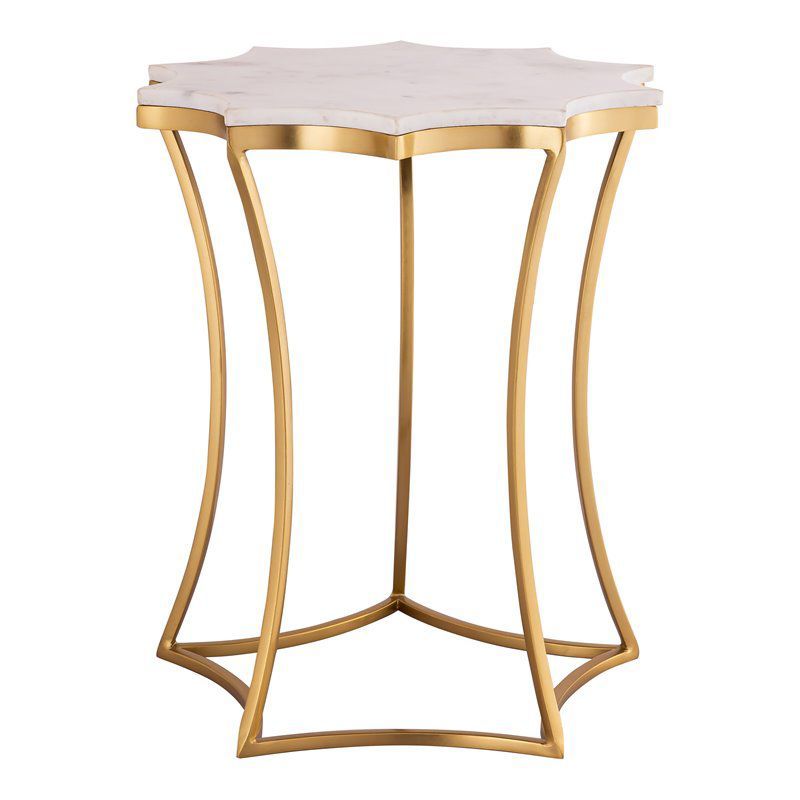 Camilla White Marble Gold Base Sun Shaped Side Table