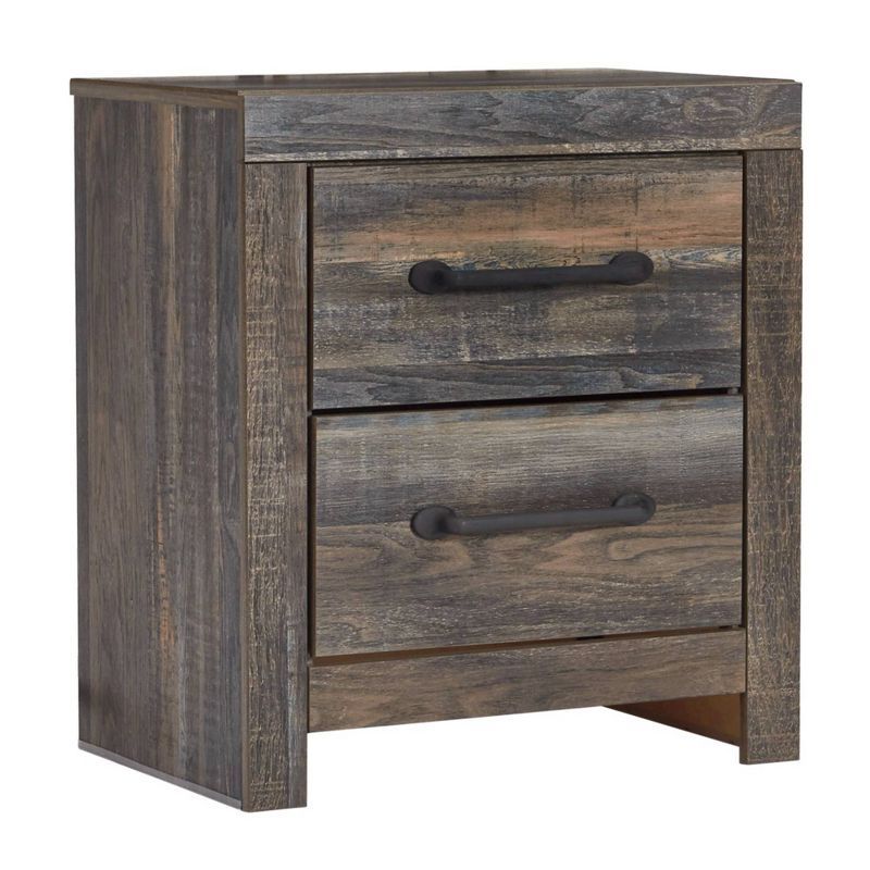 Rustic Brown 2-Drawer Nightstand with USB Ports