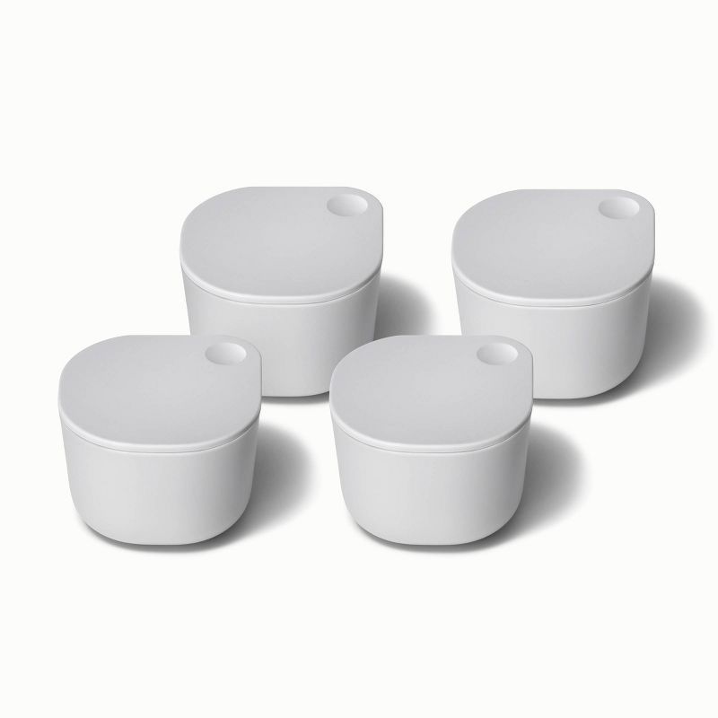 Gray 4-Piece Lidded Ramekin Set for Sauces and Snacks