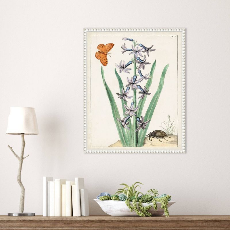 16"x20" White Framed Botanical Canvas Wall Art with Butterfly