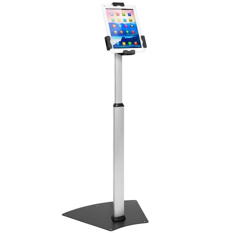 Adjustable Silver and Black Anti-Theft Tablet Floor Stand