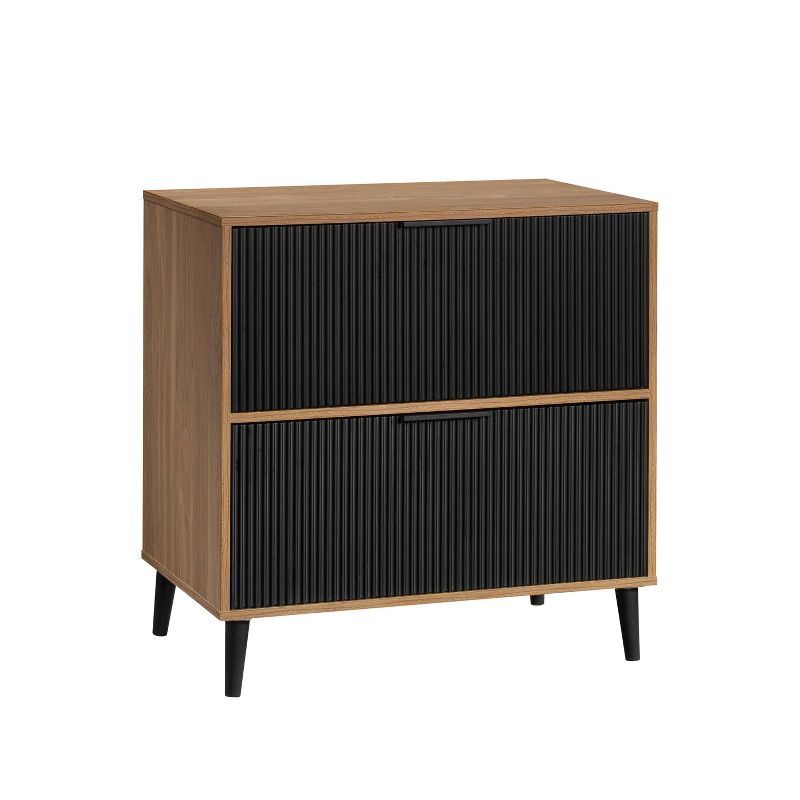 Serene Walnut and Black 2-Drawer Lateral File Cabinet