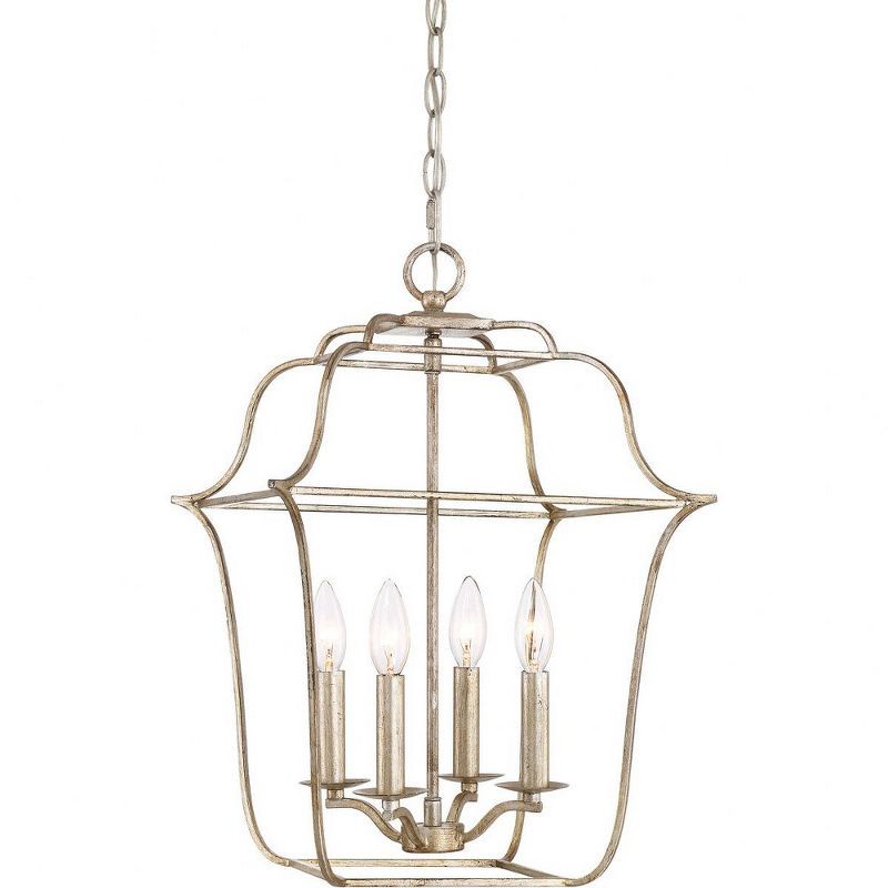 Century Silver Leaf 4-Light Lantern Chandelier