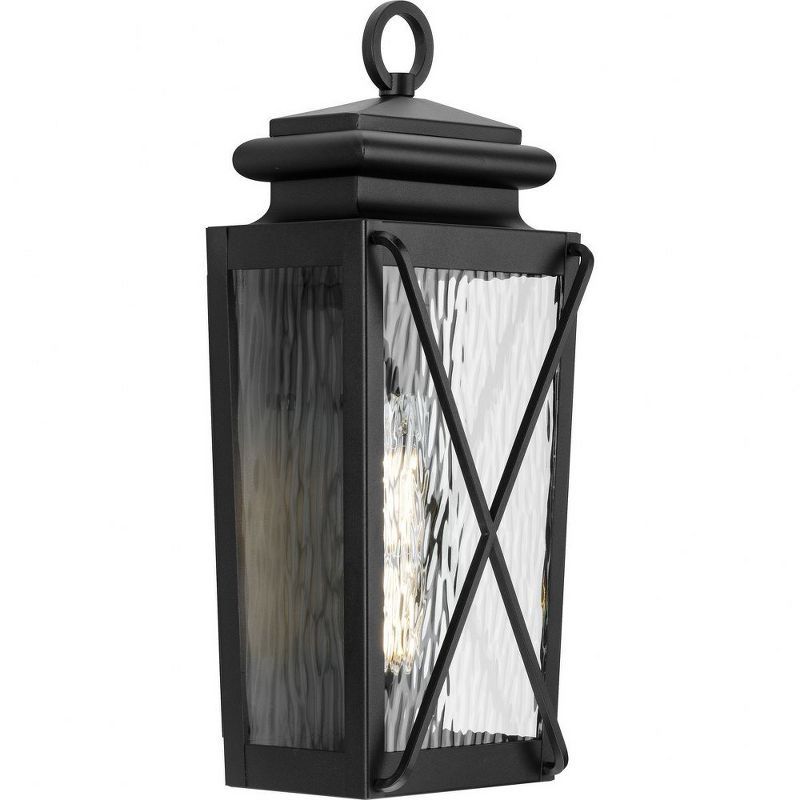 Wakeford Black Steel Outdoor Wall Lantern with Water Glass Shade