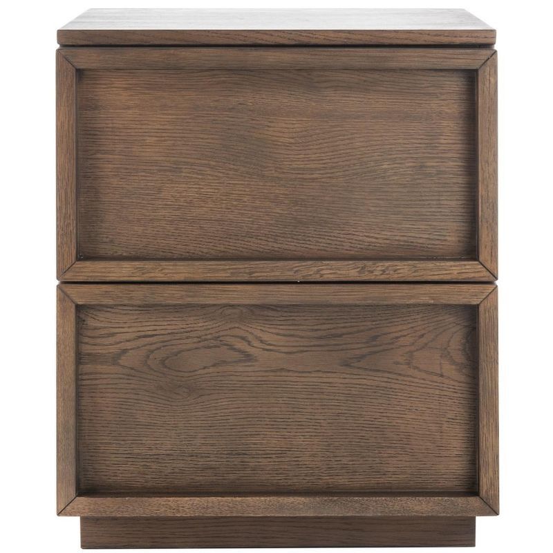 Zeus Medium Oak 2-Drawer Transitional Nightstand