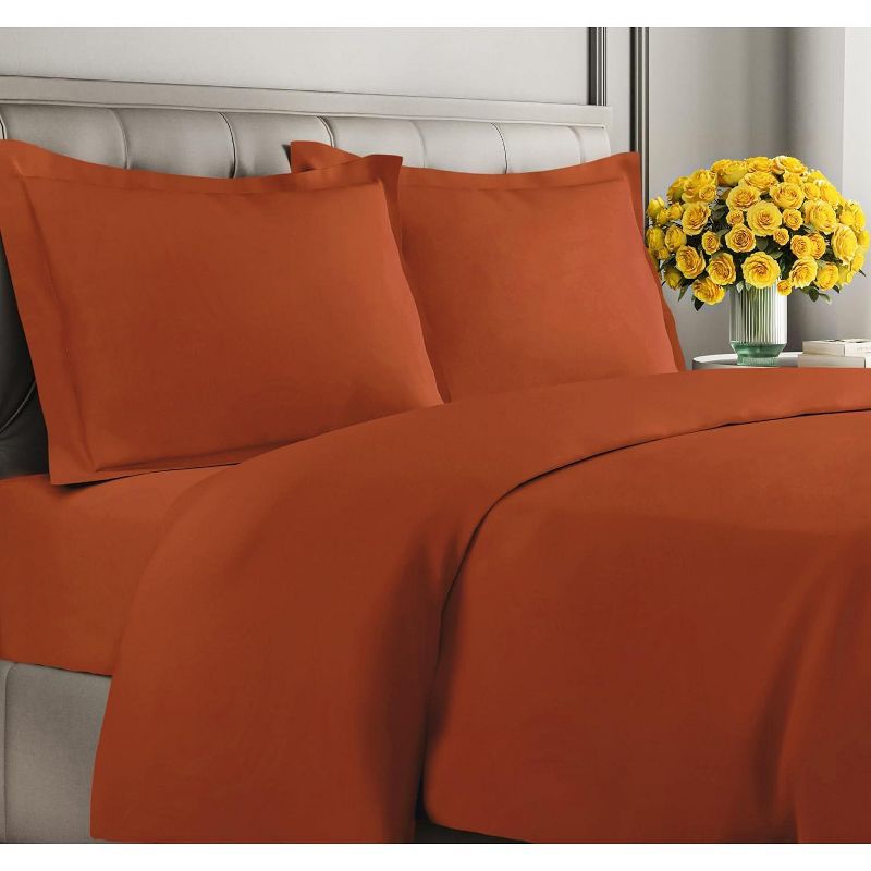 Terracotta Queen Microfiber Duvet Cover Set with Pillow Shams