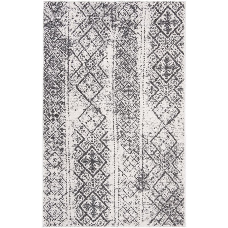 Adirondack Silver and Black Geometric Area Rug 2'6" x 4'