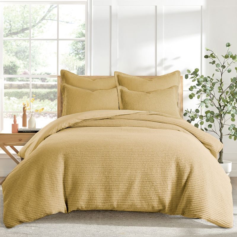 Ochre Organic Cotton King Waffle Weave Duvet Set