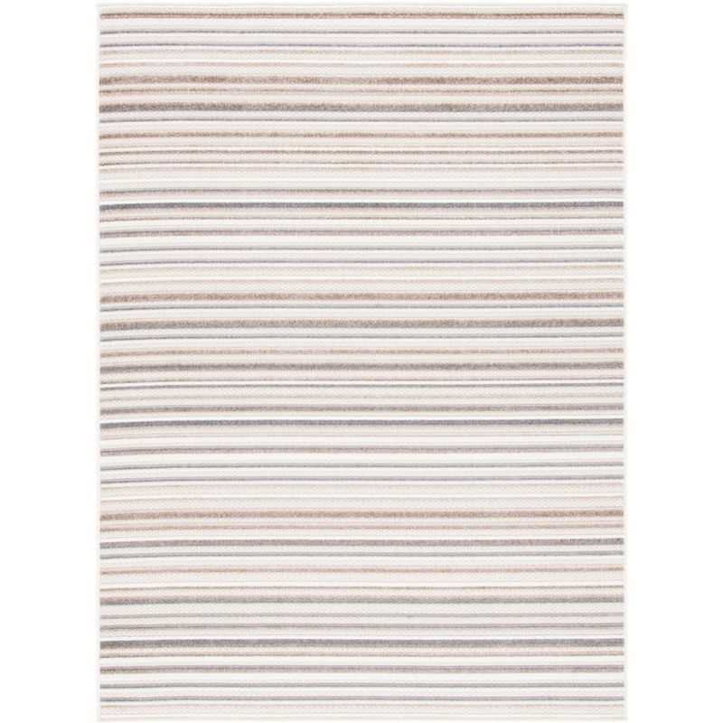 Ivory and Grey Geometric Reversible Synthetic Area Rug - 4'5" x 6'5"