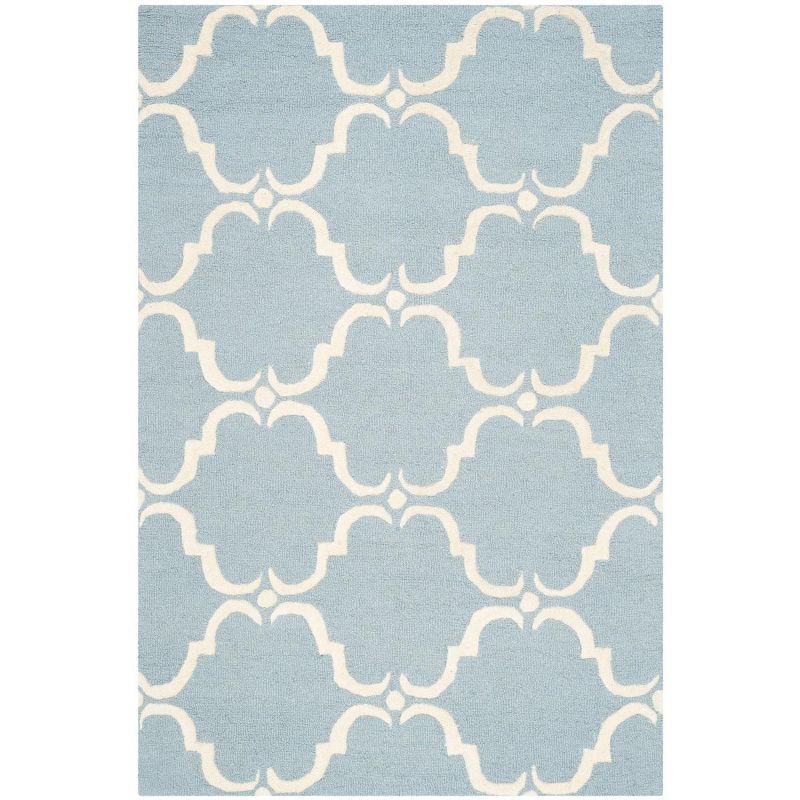 Hand-Tufted Round Wool Rug in Light Blue/Ivory, 3' x 5'