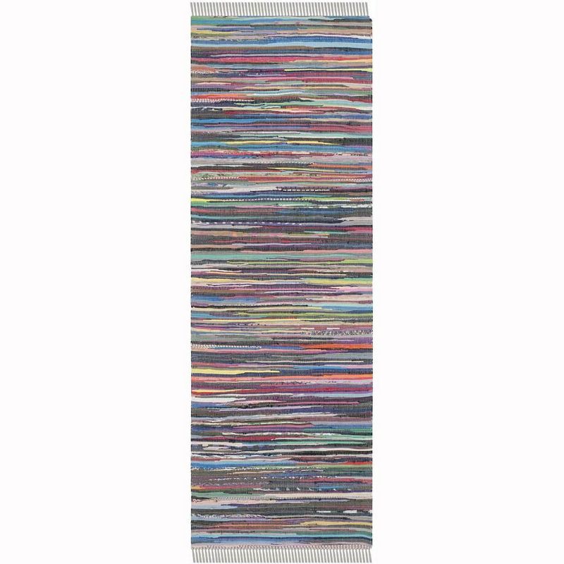 Multicolor Handwoven Cotton Runner Rug, 2'3" x 9', Grey/Multi