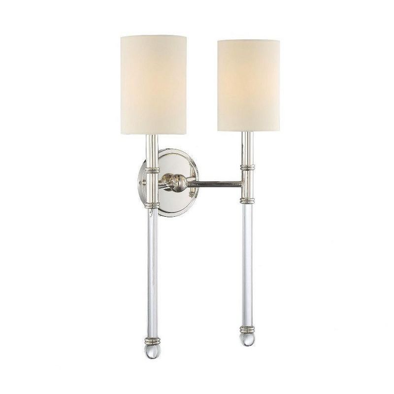 Fremont Polished Nickel 2-Light Sconce with Soft White Shades