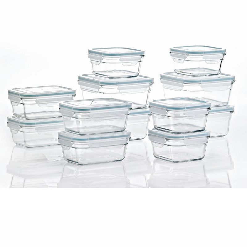 Glasslock 24-Piece Clear Glass Food Storage Container Set with Lids