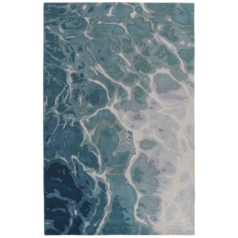 Hand-Tufted Water Blue Wool 5' x 7' Area Rug