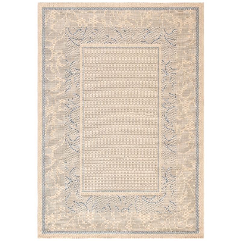 Natural and Blue Baroque Print Indoor/Outdoor Area Rug