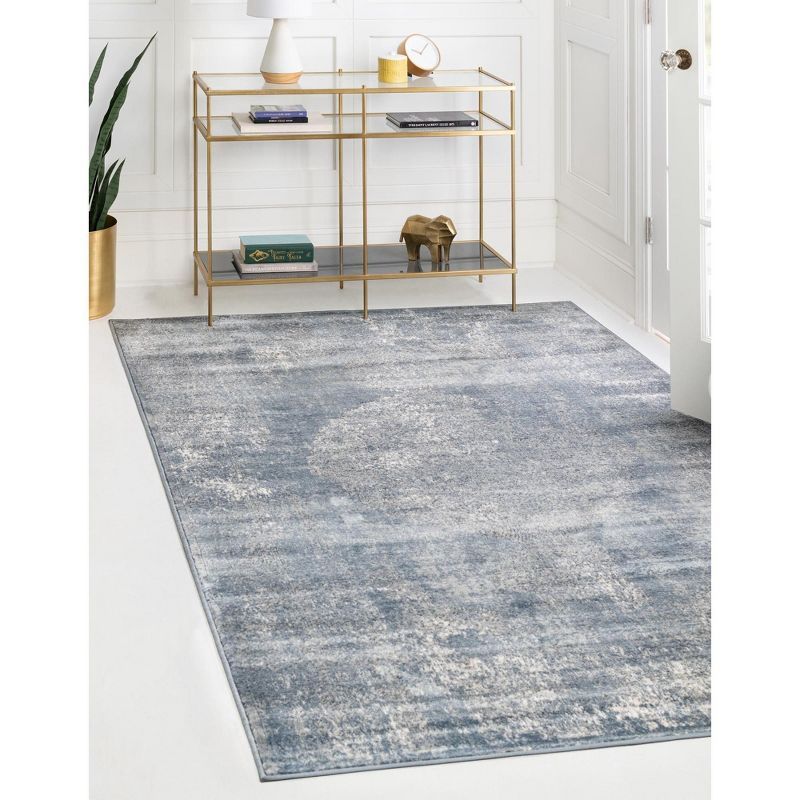 Soothing Blue Geometric 9x12 Indoor Rug - Easy Care & Stain-Resistant