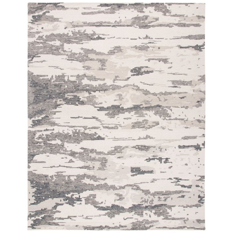 Charcoal & Ivory Abstract Hand-Tufted Wool Area Rug, 10' x 14'
