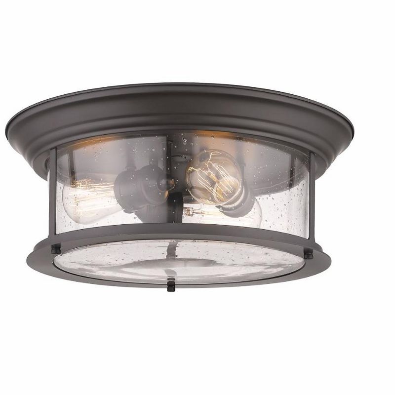 Bronze and Glass 3-Light Flush Mount Ceiling Fixture