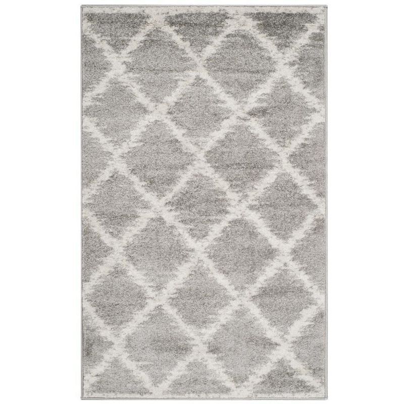 Ivory and Gray Synthetic Low Pile Accent Rug