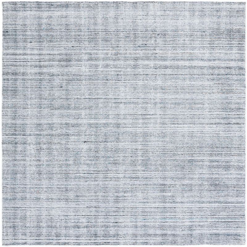 Gray Handmade Square Wool and Viscose Area Rug