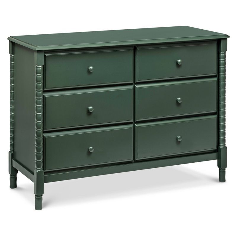 Forest Green Wood Spindle 6-Drawer Nursery Dresser