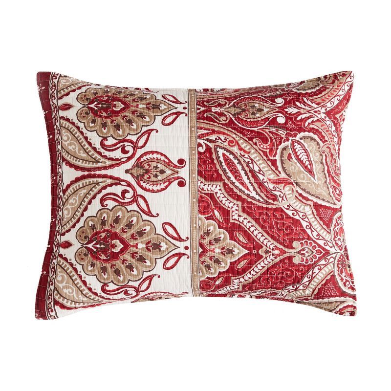 Astrid Red and Taupe Cotton Quilted Standard Sham