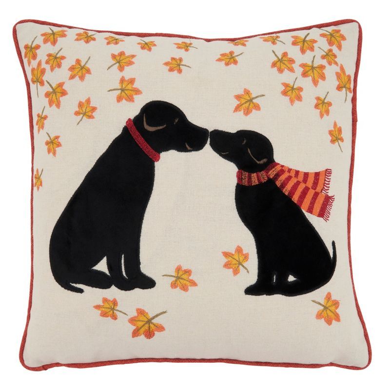 Puppy Love Embroidered Cotton Euro Throw Pillow Cover