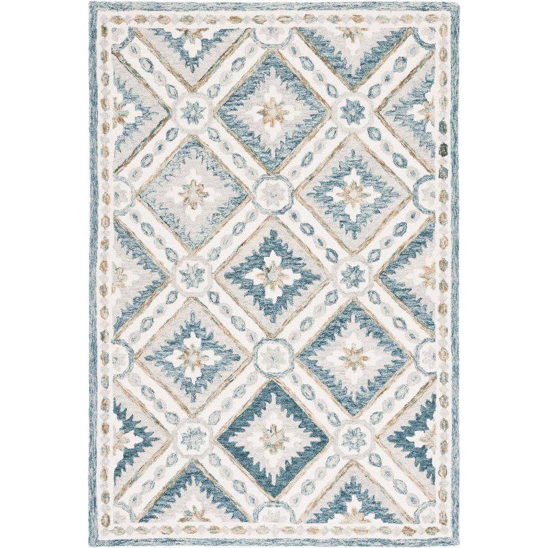 Hand Tufted Blue Wool Moroccan 4' x 6' Area Rug