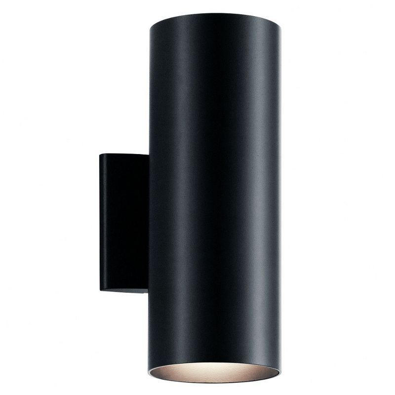 12" Black Aluminum Cylinder Outdoor Wall Sconce