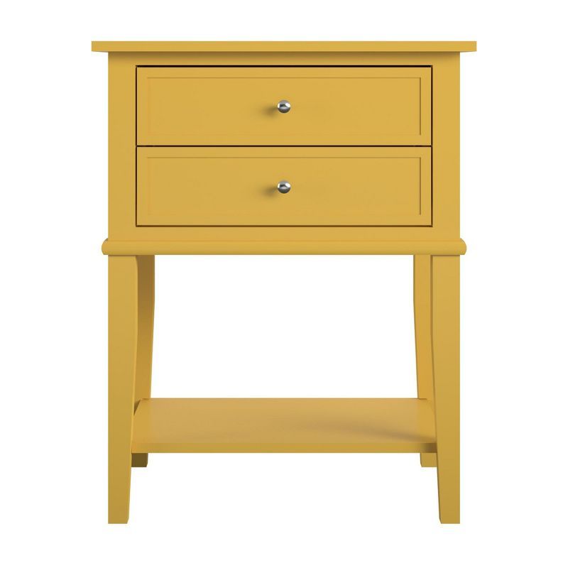 Franklin Mustard Yellow Wood Veneer Nightstand with Storage