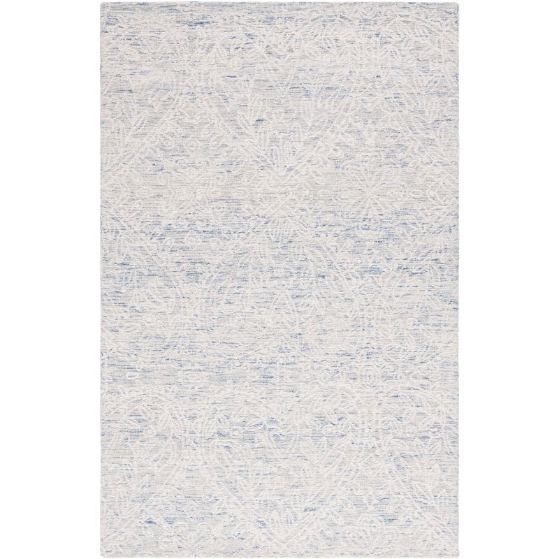 Blue and Ivory Hand-Tufted Wool 8' x 10' Area Rug