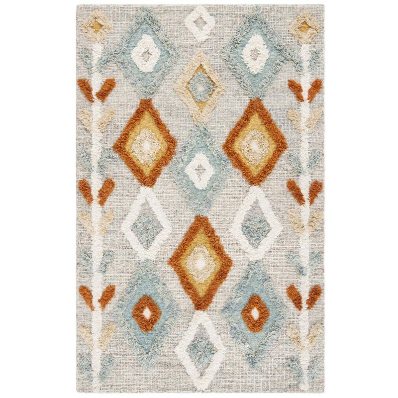 Hand-Knotted Blue Wool Tribal Area Rug - 4' x 6'