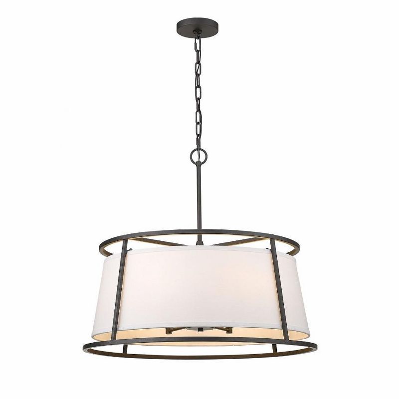 Lenyx Elegant 6-Light Drum Pendant in Iron Ore and White