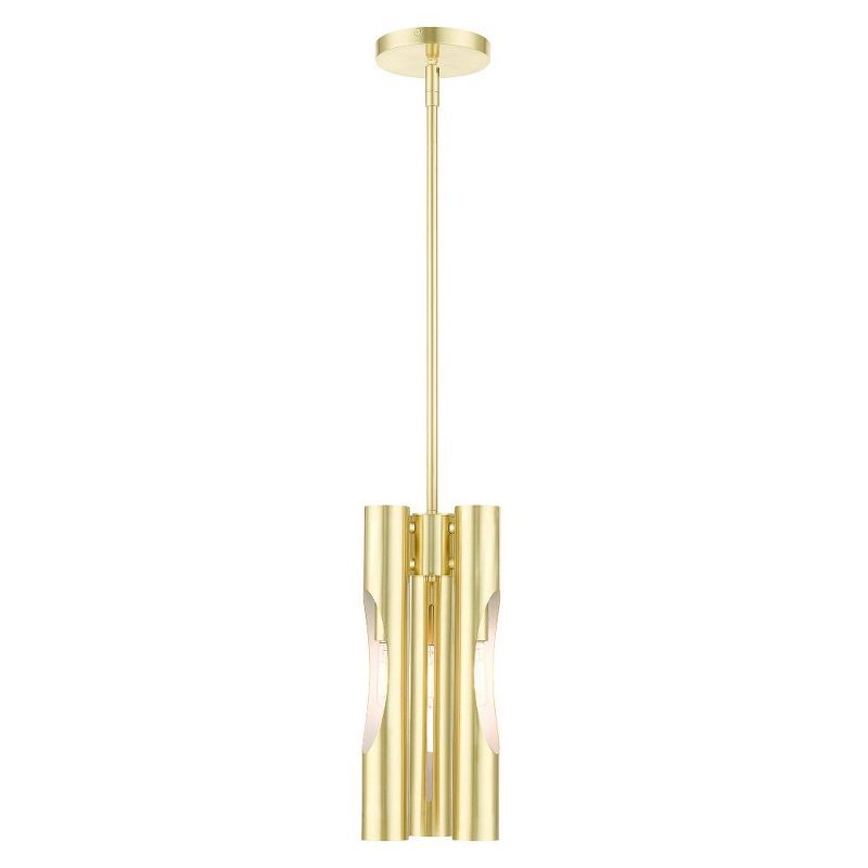 Acra Satin Brass 3-Light Pendant Chandelier with Hand-Welded Shade