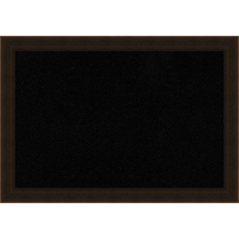 Espresso Brown Wood Framed Black Cork Bulletin Board 23" x 17"