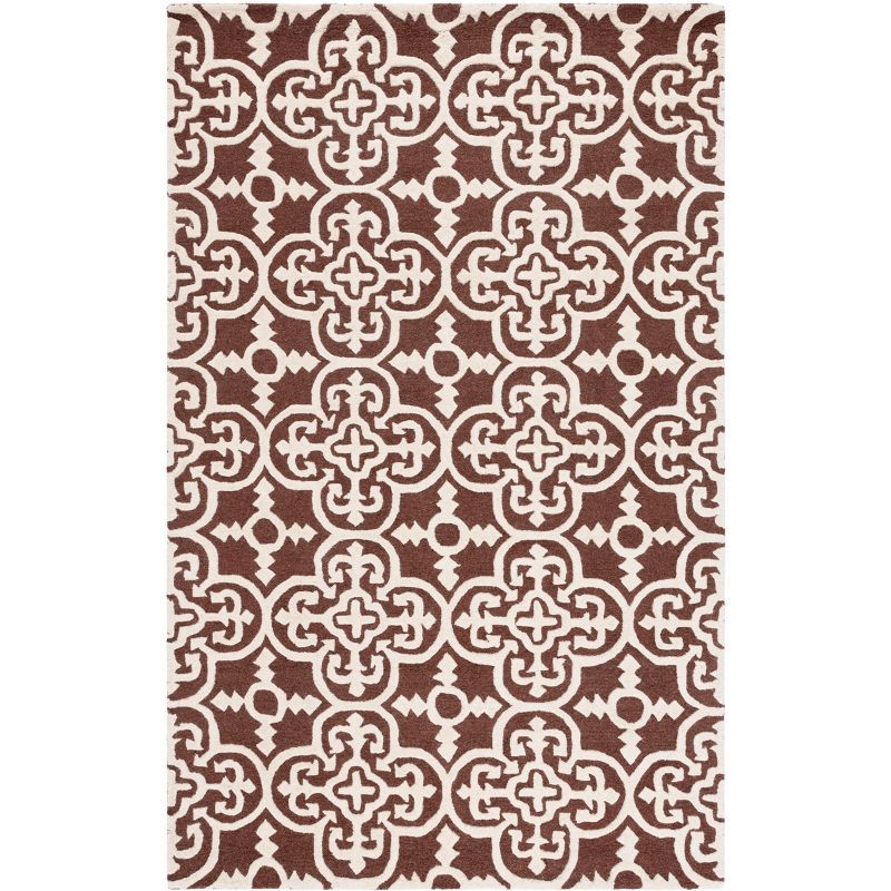 Handmade Dark Brown and Ivory Tufted Wool Area Rug