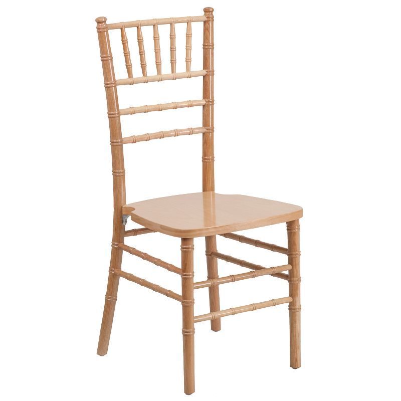 Natural Wood Chiavari Side Chair with Beige Slat Back