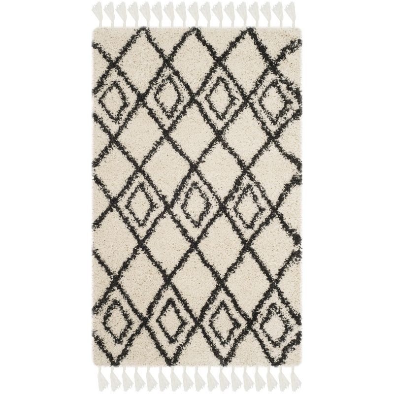 Luxurious Gray Spot Shag Wool Area Rug, Hand-Knotted, 4' x 6'