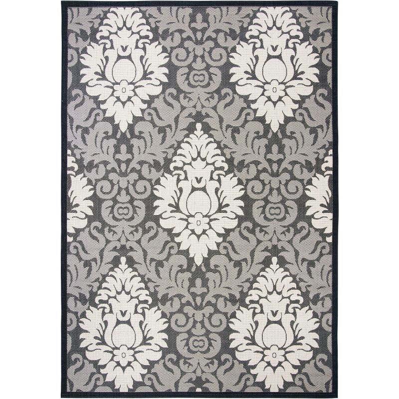 Sand and Black Rectangular Synthetic Flat Woven Area Rug