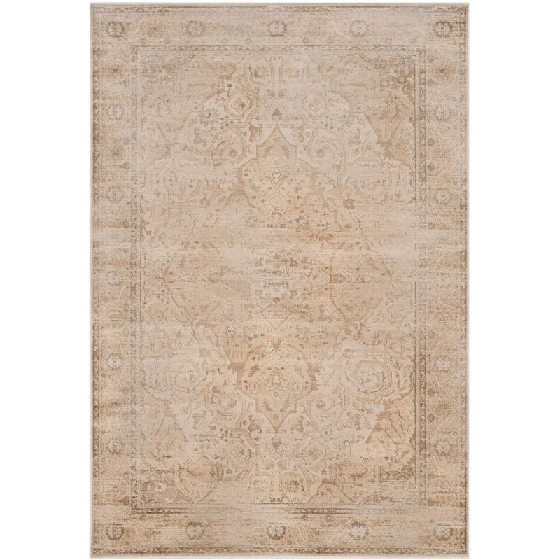 Vintage Stone Rectangular Wool and Viscose Area Rug