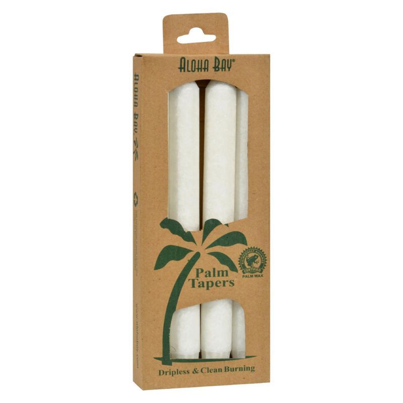 Elegant White Palm Wax Taper Candles, Set of 4