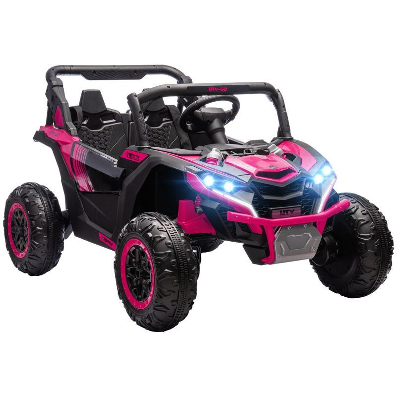 Pink 24V 2-Seater Ride-On Car with LED Lights